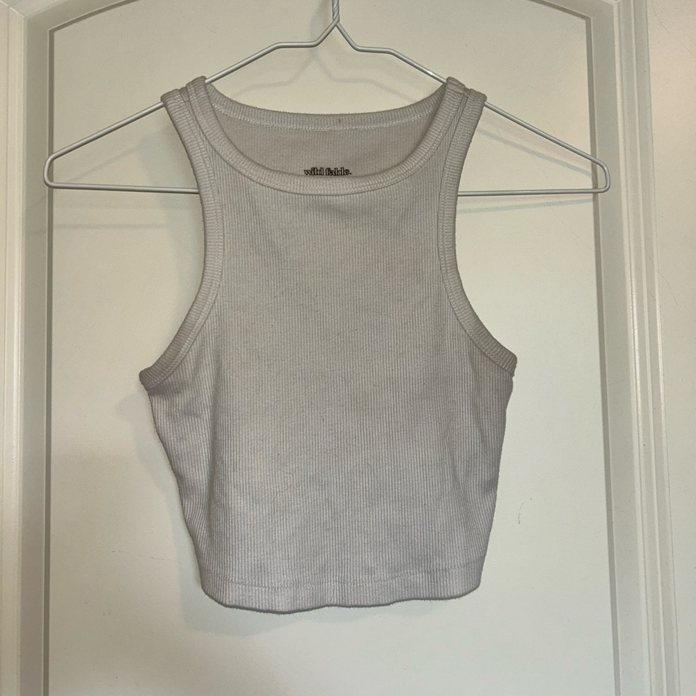 Wild Fable white Ribbed Crop Top high neck - Picture 3 of 4